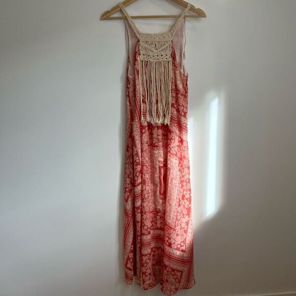 Zara Boho Flowy Coastal Macramé Tassels Maxi Beach Resort Vacation Dress XS / S - Picture 12 of 15